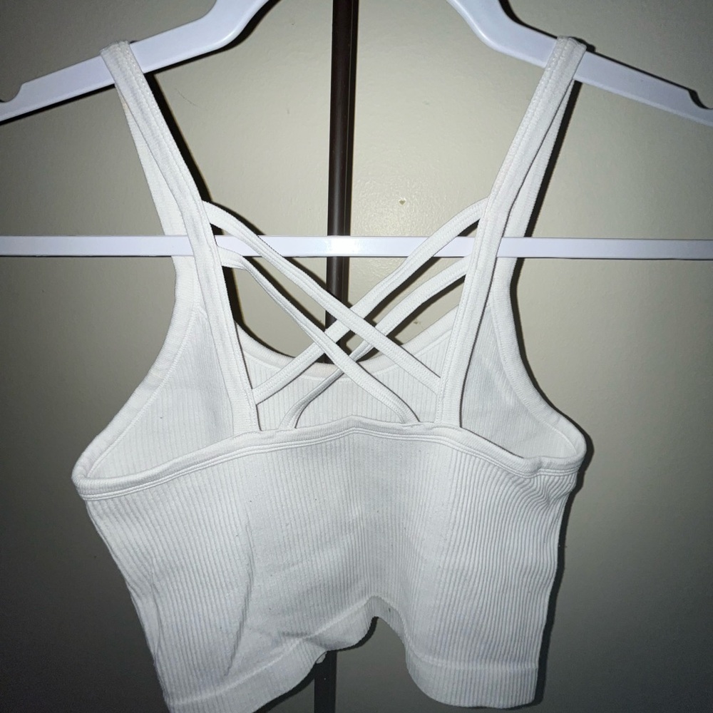 White Ribbed Strappy Top - Picture 3 of 3